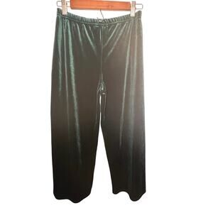 Hot Gal Women's Size S Velvet Emerald Green Wide Leg Elastic Waist‎ Gaucho Pant